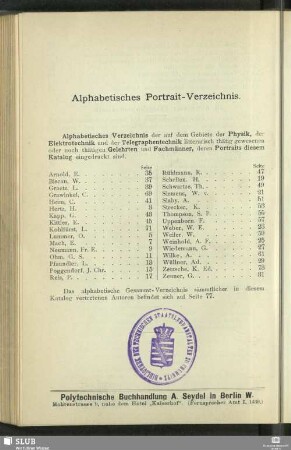 Alphabetisches Portrait-Verzeichnis