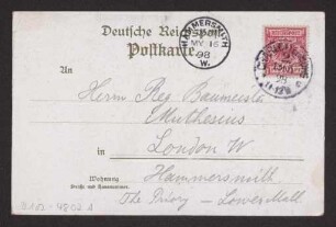 Schreiben an Hermann Muthesius (Postkarte)