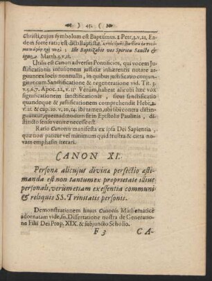 Canon XI. Personae alicuius divinae perfectio aestimanda est non tantum ex ...