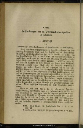 XVIII. Entscheidungen des K. Oberappellationsgerichts zu Dresden