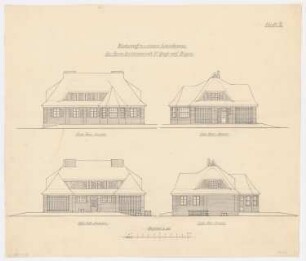 Landhaus Dr. Ruge, Nardevitz: Ansichten aller Seiten 1:100