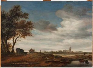 Landschaft mit Reisewagen