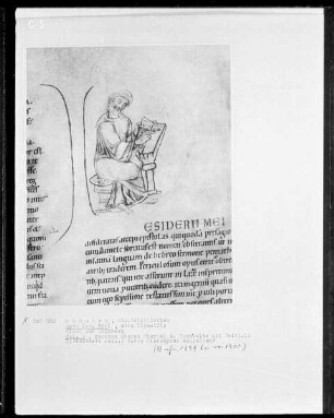 Bibel aus dem Augsburger Dom — Initiale D (esiderii mei), darin Hieronymus schreibend, Folio 2recto