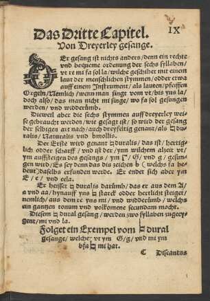 Das Dritte Capitel. Von Dreyerley gesange.