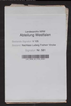 Erbauseinandersetzung Ludwig Vinckes mit seinem Bruder Ernst Vincke wegen der Güter Vellinghausen und Heidemühle