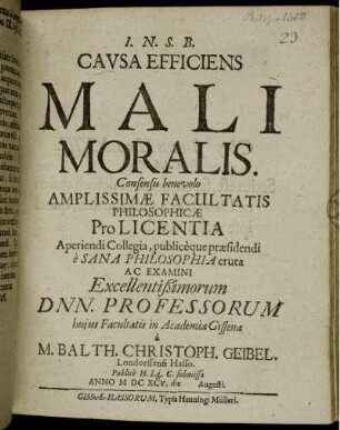 Causa Efficiens Mali Moralis