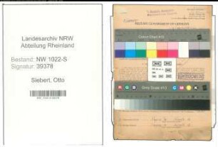 Entnazifizierung Otto Siebert , geb. 08.09.1895 (Bahnsekretaer)