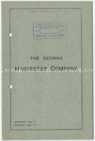 Unternehmenschronik von der Deering Harvester Company