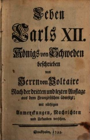 Leben Carls XII. Königs von Schweden