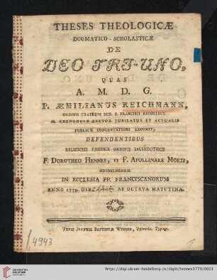 Theses Theologicæ Dogmatico-Scholasticæ De Deo Tri-Uno