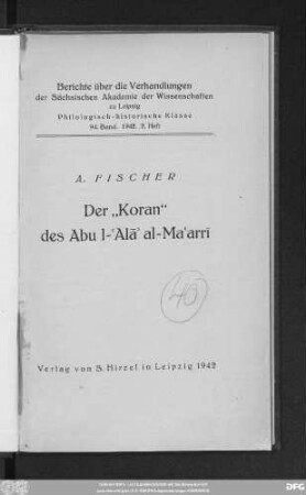 Der "Koran" des Abu l-ʿAlāʾ al-Maʿarri