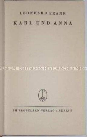 Erstausgabe einer Novelle von Leonhard Frank