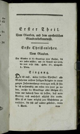 Erster Theil. Vom Glauben, und dem apostolischen Glaubensbekenntnisse.
