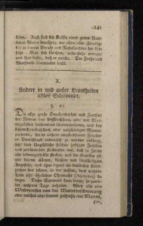 X. Andere in und außer Krankheiten leblos Scheinende.