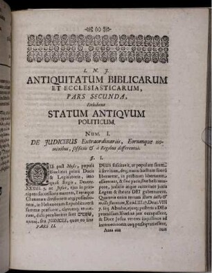 Pars Secunda, Exhibens Statum Antiquum Politicum