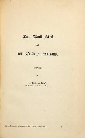 Die poetischen Hagiographen : Buch Hiob, Prediger Salomo, Hohelied und Klagelieder