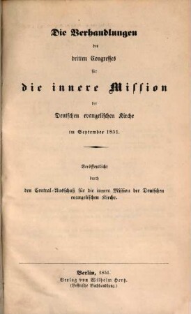Verhandlungen des ... Deutschen Evangelischen Kirchentages. 4. 1851, H. 2