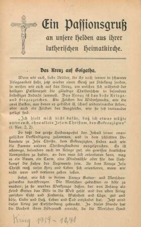 Ein Passionsgruß an unsere Helden aus ihrer lutherischen Heimatkirche