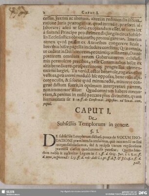 Caput I. De Subsellis Templorum in genere