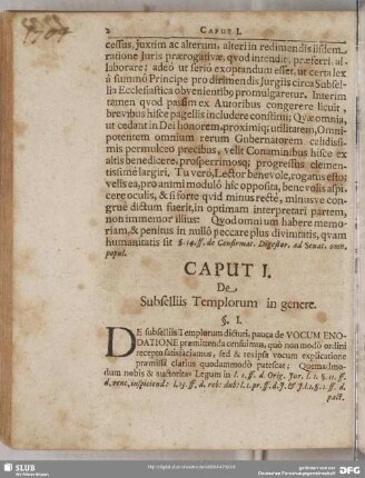 Caput I. De Subsellis Templorum in genere