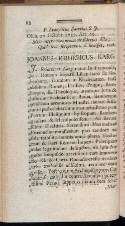 Joannes Fridericus Karg. - Henricus A. S. Ignatio.