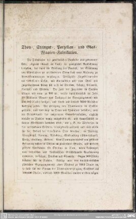 Thon-, Steingut-, Porzellan- und Glas-Waaren-Fabrikation