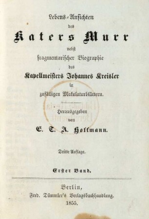 Bd. 1: Lebens-Ansichten des Katers Murr