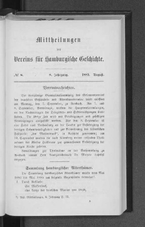 Sammlung hamburgischer Alterthümer.