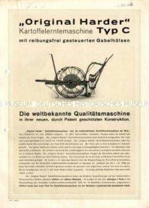 "Original Harder" Kartoffelerntemaschine Typ C mit reibungsfrei gesteuerten Gabelhülsen