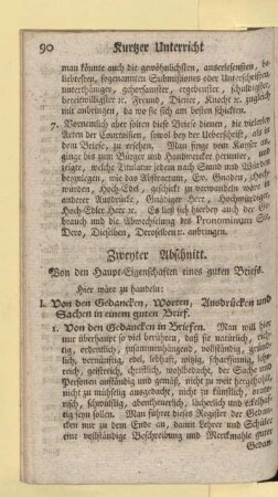 Zweyter Abschnitt. Von den Haupt-Eigenschaften eines guten Briefs