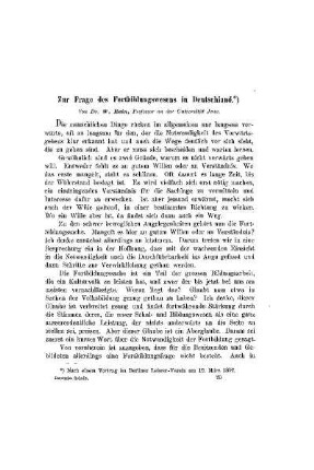 Zur Frage des Fortbildungswesens in Deutschland