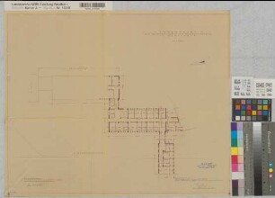 Münster (Münster) Erweiterungsbau der Regierung Vorentwurf Grundriß 1. Obergeschoß 1954 1 : 200 49 x 60 Pause Staatsneubauleitung Münster Regierung Münster Nr. 33980