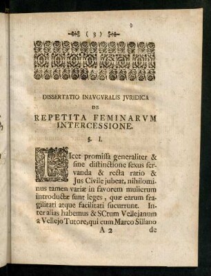 3-14, De Repetita Feminarum Inter Cessione