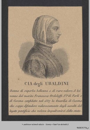 Folge von Bildnissen, Frauenbildnisse : Bildnis der Cia degli Ubaldini, auch Marzia degli Ordelaffi genannt