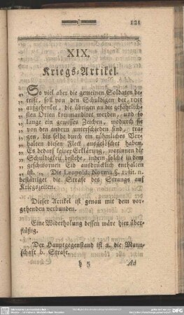 XIX. Kriegs-Artikel
