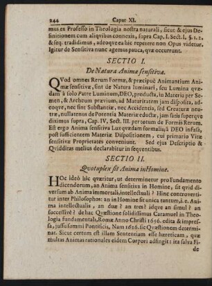 Sectio II. Quotuplex sit Anima in Homine.