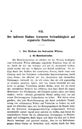 VII. Der indirecte Einfluss bewusster Seelenthätigkeit auf organische Functionen.