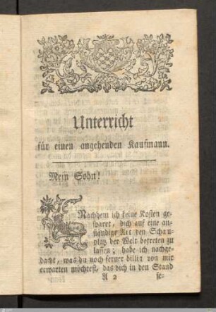 Unterricht für einen angehenden Kaufmann.