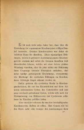 Zur Pathogenese der Knochencysten