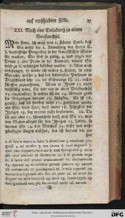 [XXI. Noch eine Einladung zu einem Briefwechsel – XXX. Glückwunsch an einen Freund, der ins I. Bad geht]