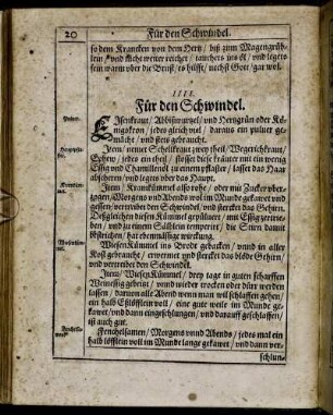 IIII. Für den Schwindel.