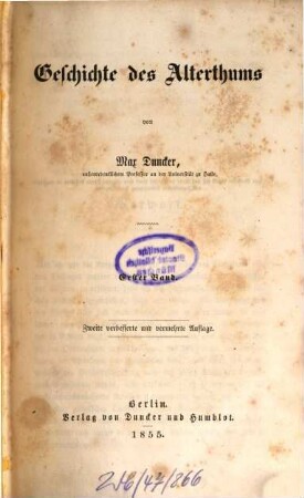 Geschichte des Alterthums, 1