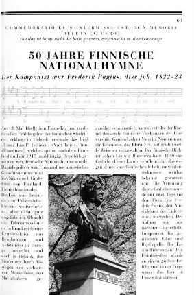 50 Jahre Finnische Nationalhymne