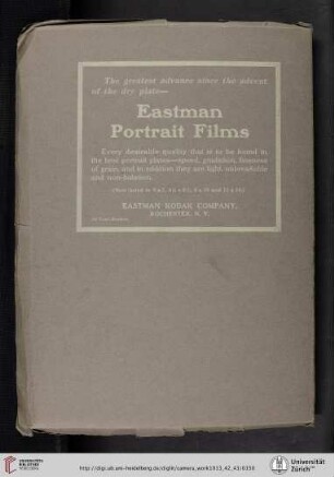 Eastman Kodak Company [Eastman Portrait Films, back cover verso]