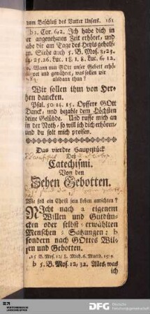 Das vierdte Hauptstück des Catechismi. Von den Zehen Gebotten.