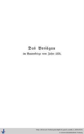 III. Das Breisgau im Bauernkriege vom Jahre 1525.