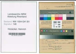 Entnazifizierung Heinrich Honecker , geb. 18.10.1894 (Feuerwehrmann)