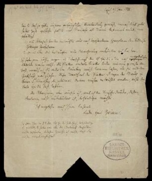 Brief von Ludwig Emil Grimm an Dieterichsche Buchhandlung, Göttingen