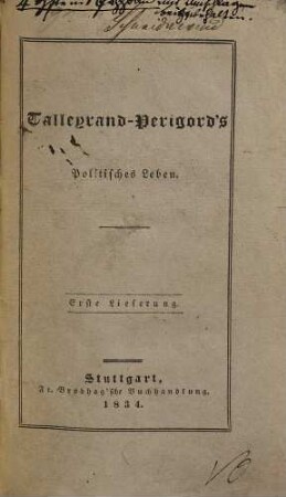 Talleyrand-Perigord's politisches Leben