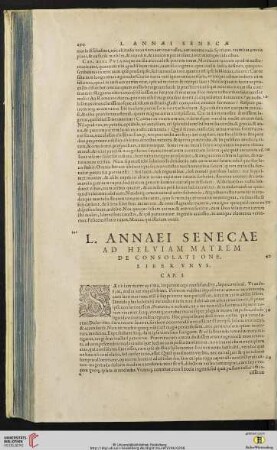 L. Annaei Senecae ad Helviam matrem de consolatione